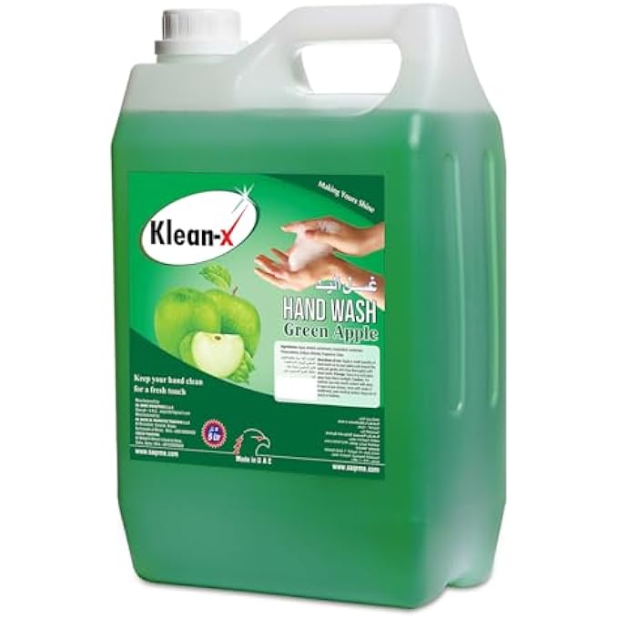 Klean-X KLEAN X HAND WASH  ANTIBACTERIAL & MOISTURIZING LIQUID SOAP, 5 LTR  GENTLE, DERMATOLOGIST-APPROVED, SOFT ON SKIN, SUITABLE FOR ALL SKIN TYPES, SOFT HANDS (GREEN APPLE) - Image 2